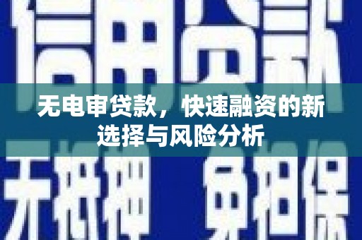 浠水无电审贷款，快速融资的新选择与风险分析