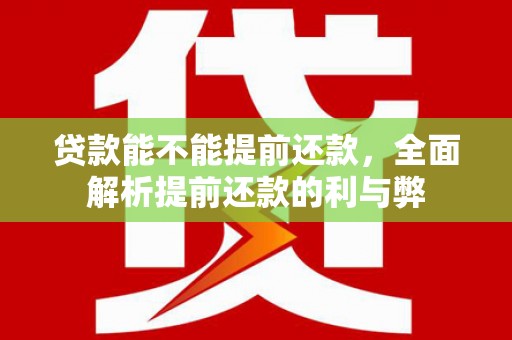 浠水贷款能不能提前还款，全面解析提前还款的利与弊